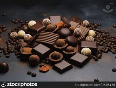 Border of chocolate isolated on white background.