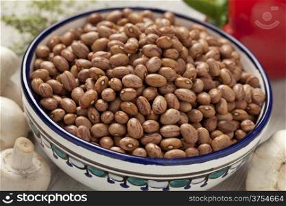 Borlotti beans in a bowl