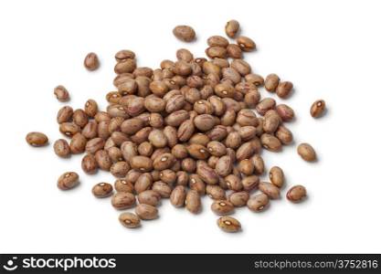 Borlotti beans on white background