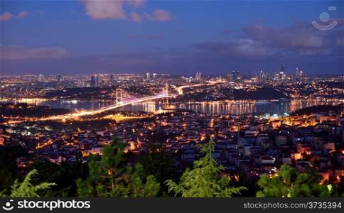 bosphorus bridge at the night, istanbul Turkey