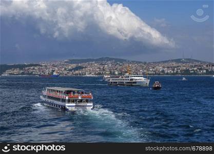 Bosphorus ?stanbul strait and cruise ships