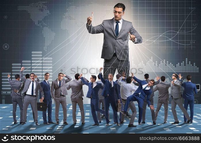 Boss employee manipulating his staff in business concept