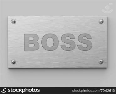 Boss Metall Door Plate 3D Illustration. Business Concept.. Boss Metall Door Plate