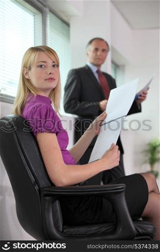 Boss practicing presentation in front of PA