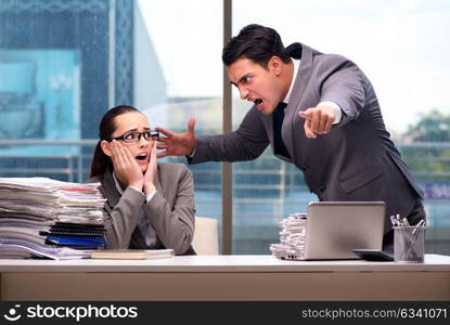 Boss yelling at his team member