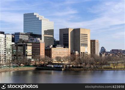 Boston Downtown cityscape along Charles River with skylines building at Boston city, MA, USA.