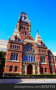 Boston Harvard University historic building in Cambridge at Massachusetts