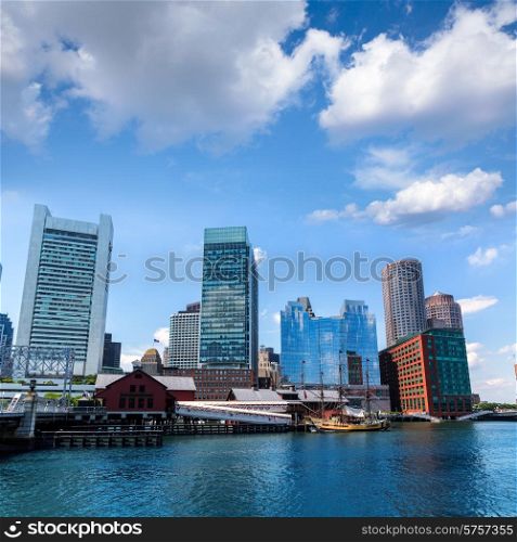Boston Massachusetts skyline from Fan Pier in USA
