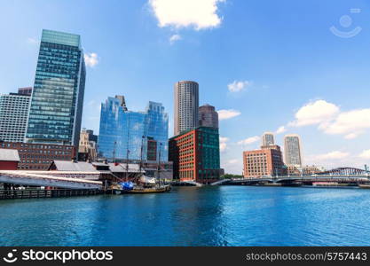 Boston Massachusetts skyline from Fan Pier in USA
