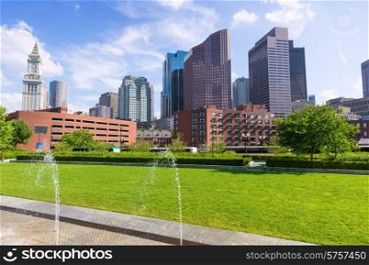 Boston North End Park and slkyline in Massachusetts USA