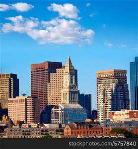 Boston skyline in sunlight at Massachusetts USA