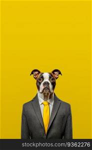 Boston Terrier breed dog wearing a suit breed dog wearing a suit and tie