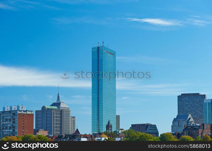 Boston view from Harvard Bridge at Massachusetts, USA