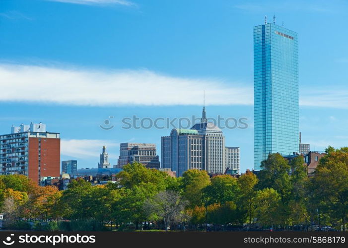 Boston view from Harvard Bridge at Massachusetts, USA