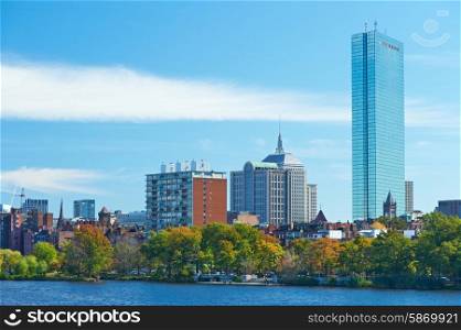 Boston view from Harvard Bridge at Massachusetts, USA