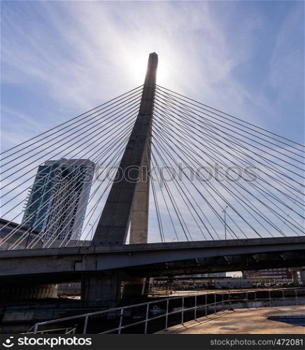 Boston Zakim bridge at Boston downtown MA USA