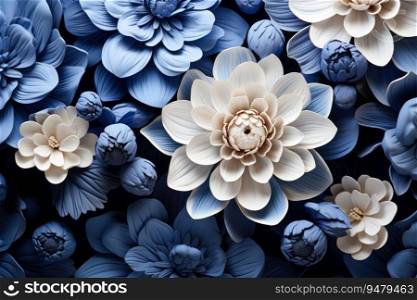 Botanical blue flower watercolor bouquet elegance blooming. Generative AI