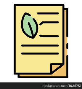 Botanical laboratory documents icon. Outline botanical laboratory documents vector icon color flat isolated. Botanical laboratory documents icon color outline vector