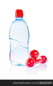 bottle and dumbbells