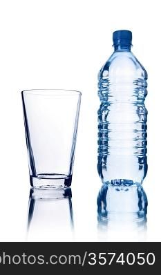 bottle and glass isolated