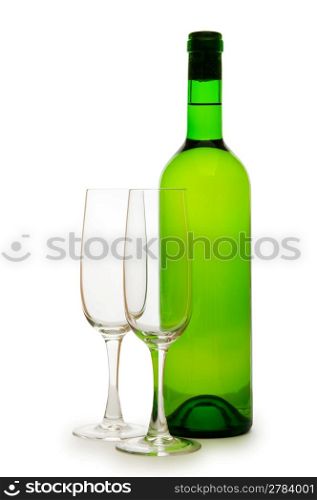 Bottle and glass isolated on the white