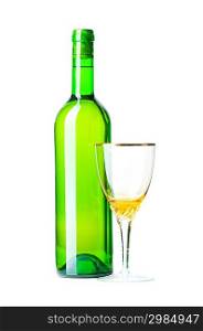 Bottle and glass isolated on the white