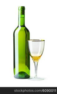 Bottle and glass isolated on the white