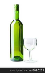 Bottle and glass isolated on the white