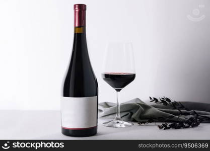 Bottle and glass of red wine