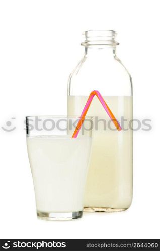 Bottle and glass of white milk