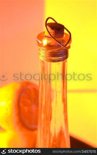 bottle and lemon multicolored lights