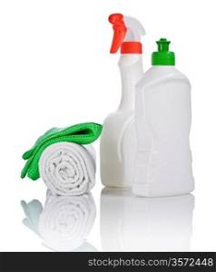bottle and spray with kitchen towels