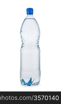 bottle blue with water isolated on a white background
