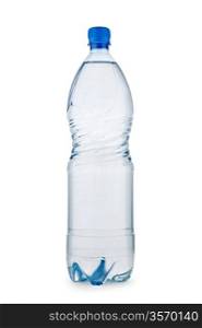 bottle blue with water isolated on a white background