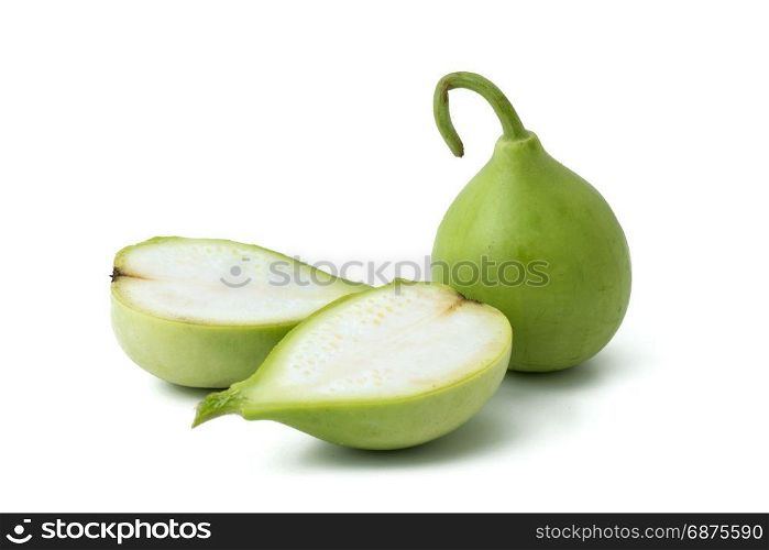 bottle gourd or calabash isolated on white