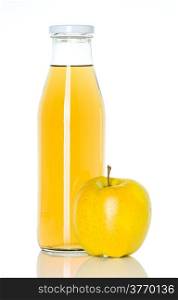 bottle of apple juice with apple