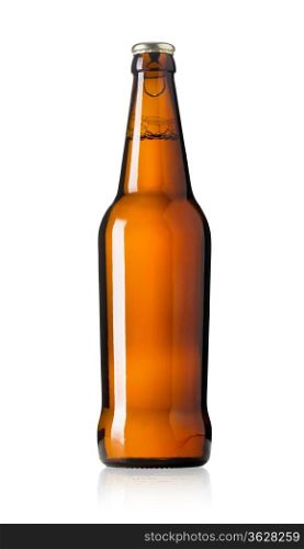 Bottle of beer isolated on white background. With clipping path