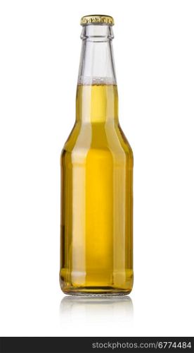 bottle of beer on white background with clipping path