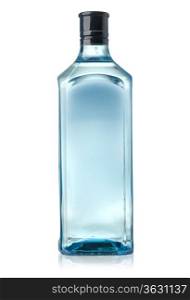 Bottle of blue rum on a white background. with clipping path