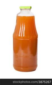 Bottle of carrot juice isolated on white background