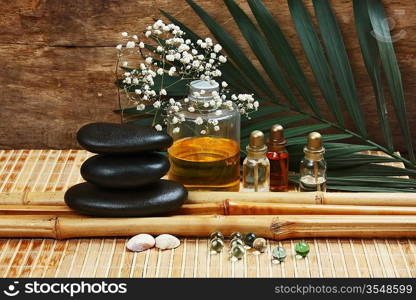 bottle of cosmetic oils, Spa still life