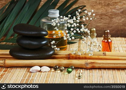 bottle of cosmetic oils, Spa still life