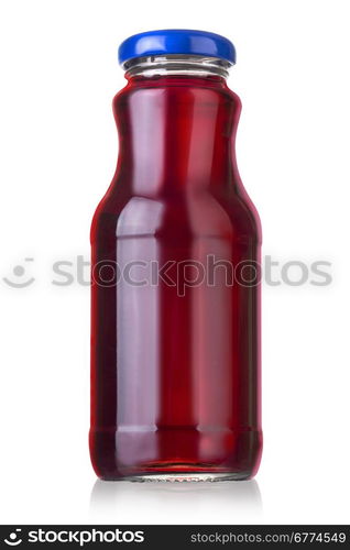 Bottle of juice isolated over white background with clipping path