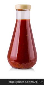 Bottle of Ketchup isolated on white background with clipping path