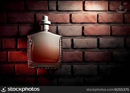 Bottle of men&rsquo;s perfume on a brick wall. Neural network AI generated art. Bottle of men&rsquo;s perfume on a brick wall. Neural network generated art