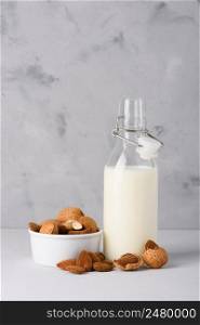 Bottle of natural almond milk