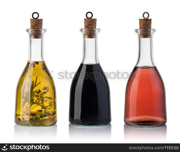 Bottle of olive oil and vinegar isolated on white background. Bottle of olive oil and vinegar