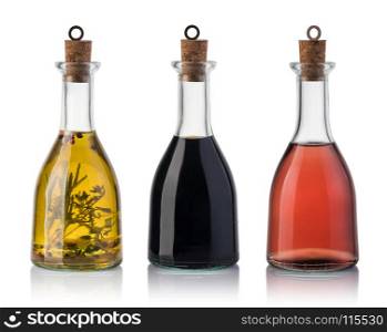 Bottle of olive oil and vinegar isolated on white background. Bottle of olive oil and vinegar