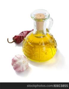 bottle of olive oil isolated at white background