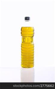 Bottle of olive oil isolated on a white background.
